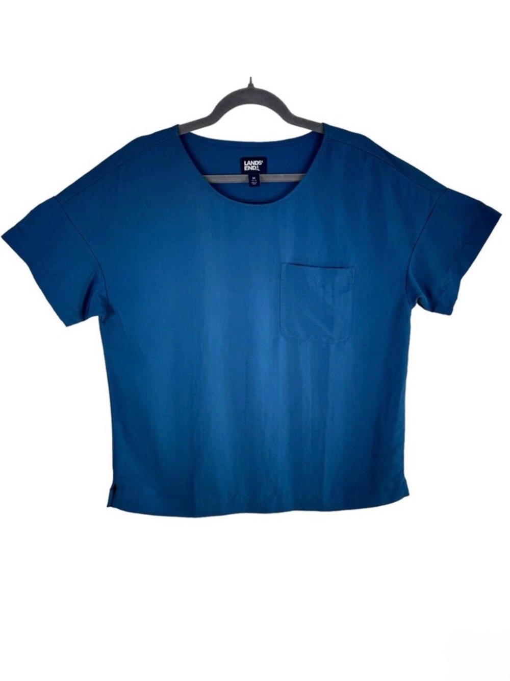 Lands' End Blue Short Sleeve Round Neck Lightweight Scrub Top Size M‎